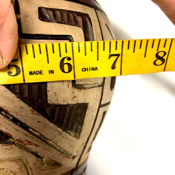 Vintage Decorative Segmented Wood Look Pottery Vase - Picture 8 of 8